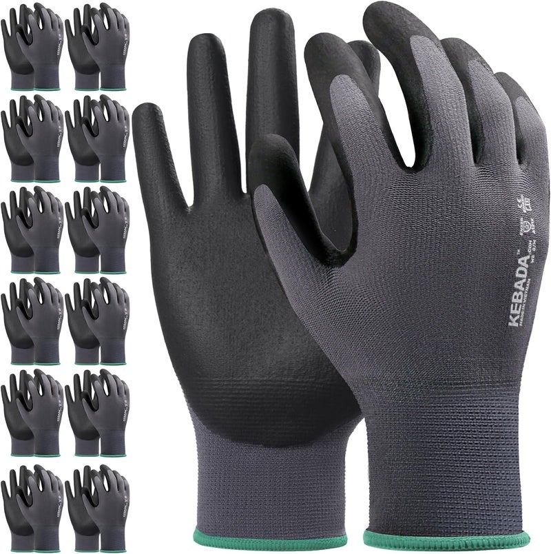 Kebada Work Gloves for Men and Women, Foam Nitrile Coated Safety Gloves with Grip, Ideal for Warehouse Package Handling, Gardening, Mechanic and Construction, Small - Image 1